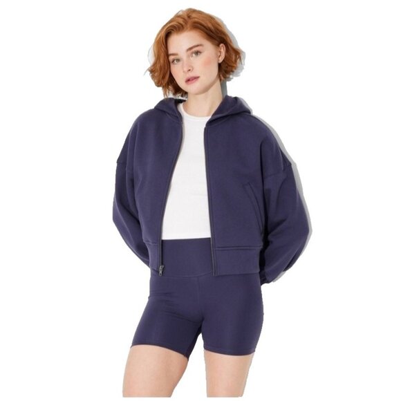 wild fable Tops - Wild Fable Navy Blue Fleece Zip Up Hoodie Hooded Sweatshirt -- Size Medium 8-10